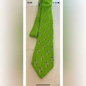 New Ralph Lauren Black Label 100% Silk Floral Green Tie Handmade in Italy